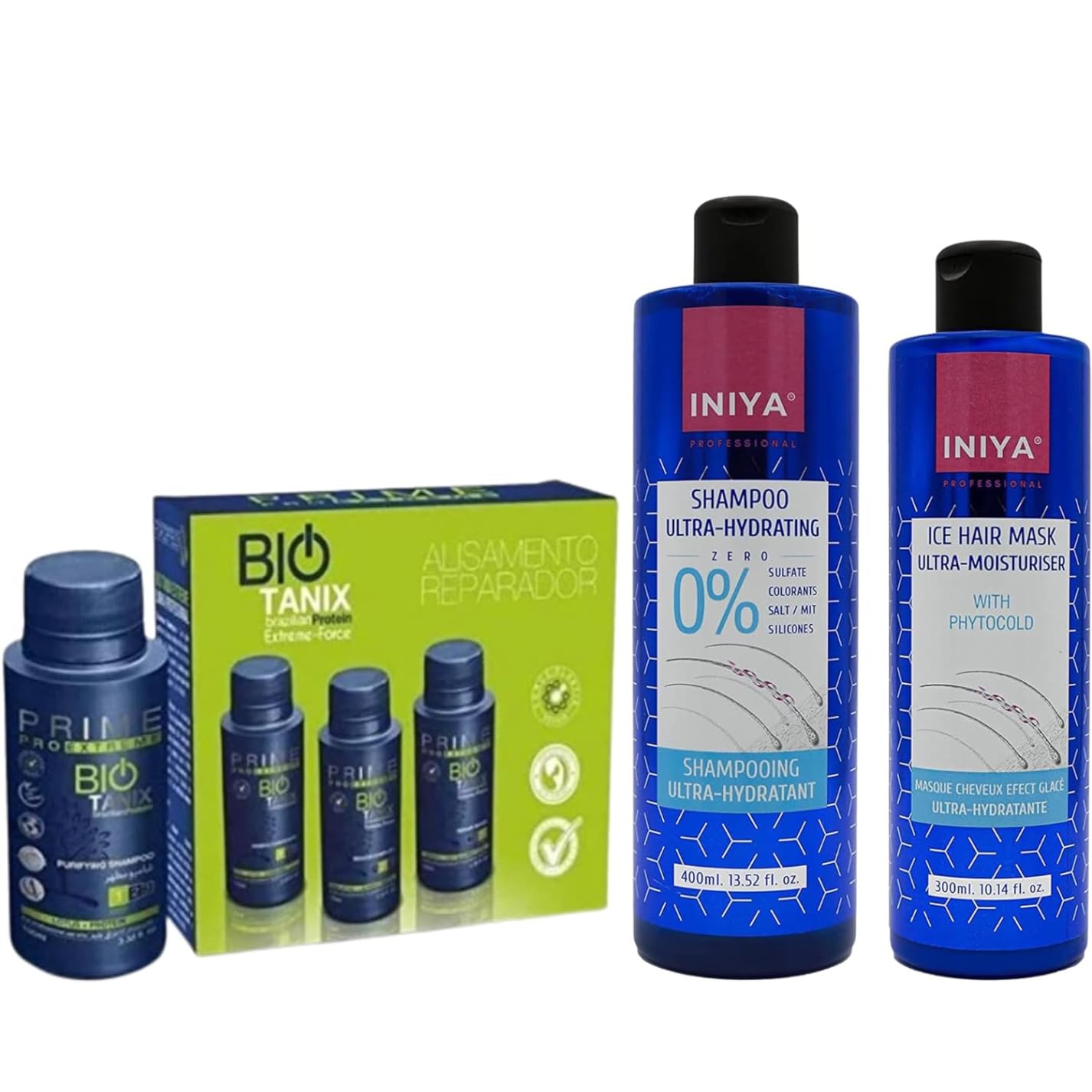 Prime Pro Extreme Bio Tanix Kit 3 X 100ml | Traitement Professionnel de Reprogrammation Cutanée | Shampooing Sans Sulfat